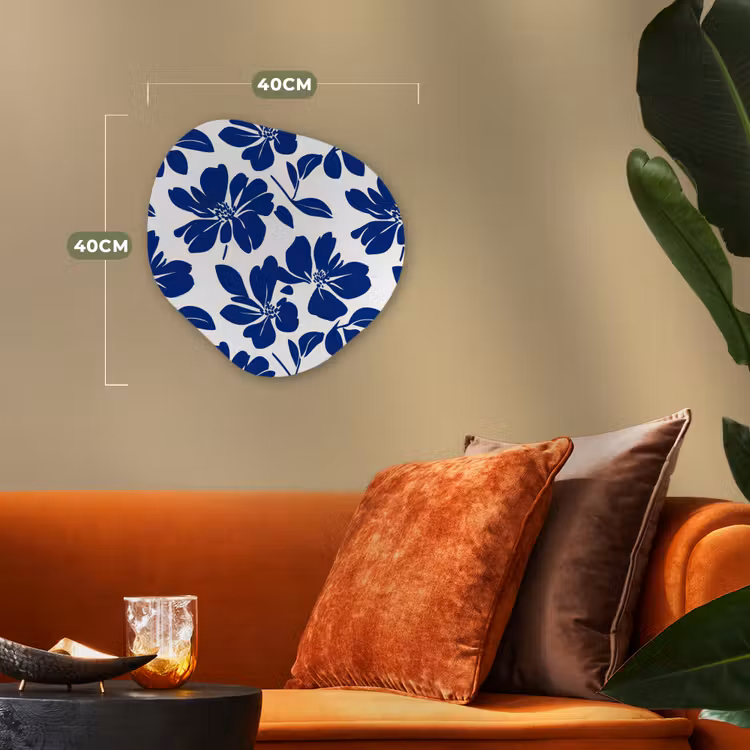 Floraal - Modern - Blauw Wandcirkel Organisch Forex 3mm klein 629 -sfeer3