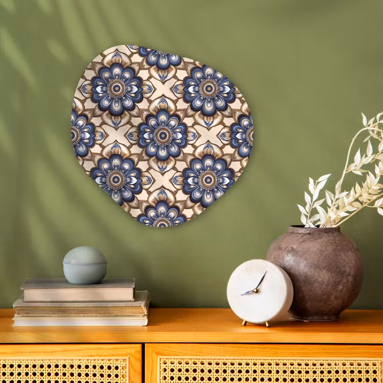 Floraal - Ornament - Blauw Wandcirkel Organisch Forex 3mm klein 629 -sfeer2