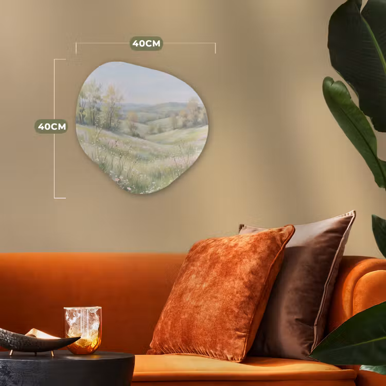 Bloemen veld - Bloemen - Groen Wandcirkel Organisch Forex 3mm klein -sfeer3