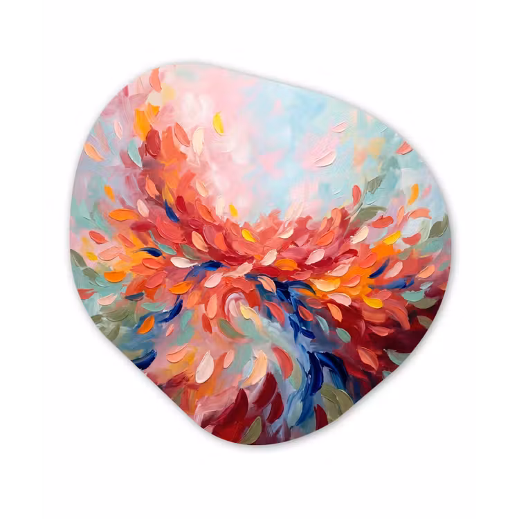 Bloemen - Abstract - Kunst - Modern Wandcirkel Organisch Forex 3mm klein -3d