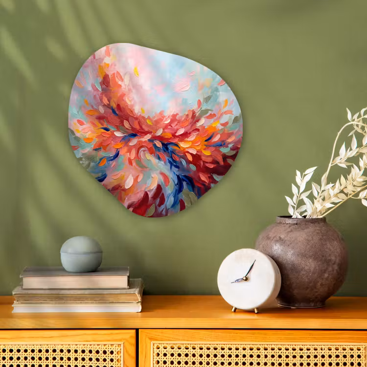 Bloemen - Abstract - Kunst - Modern Wandcirkel Organisch Forex 3mm klein -sfeer2