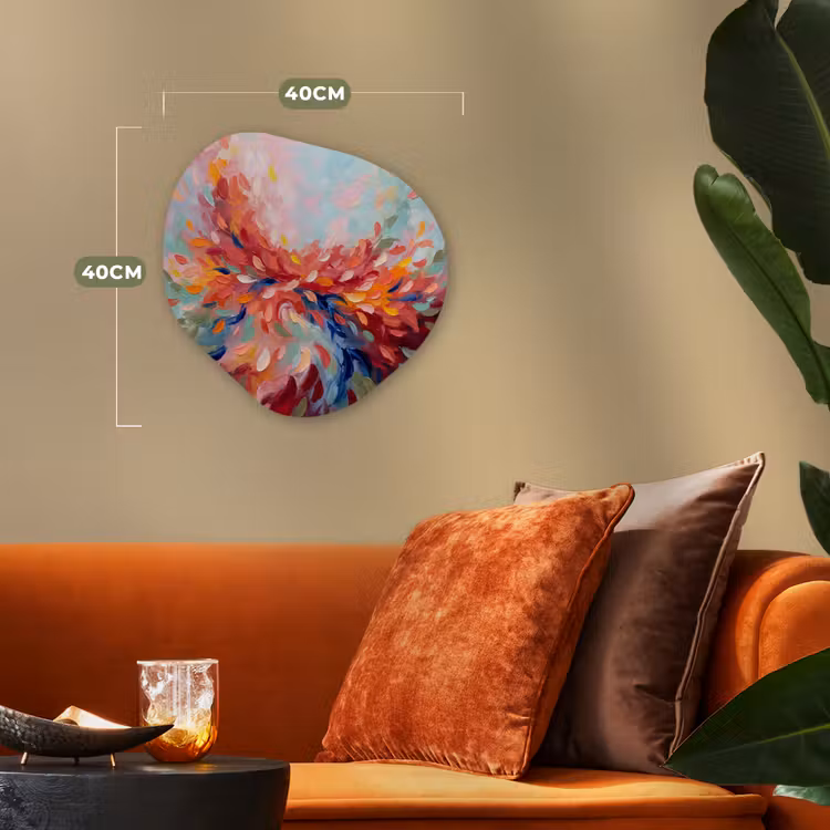 Bloemen - Abstract - Kunst - Modern Wandcirkel Organisch Forex 3mm klein -sfeer3