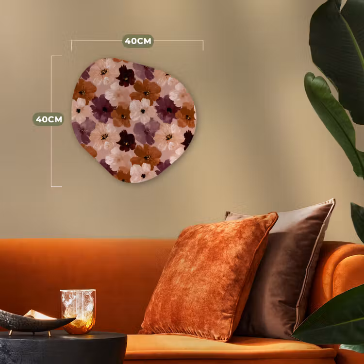 Bloemen - Abstract - Aardetinten Wandcirkel Organisch Forex 3mm klein 629 -sfeer3
