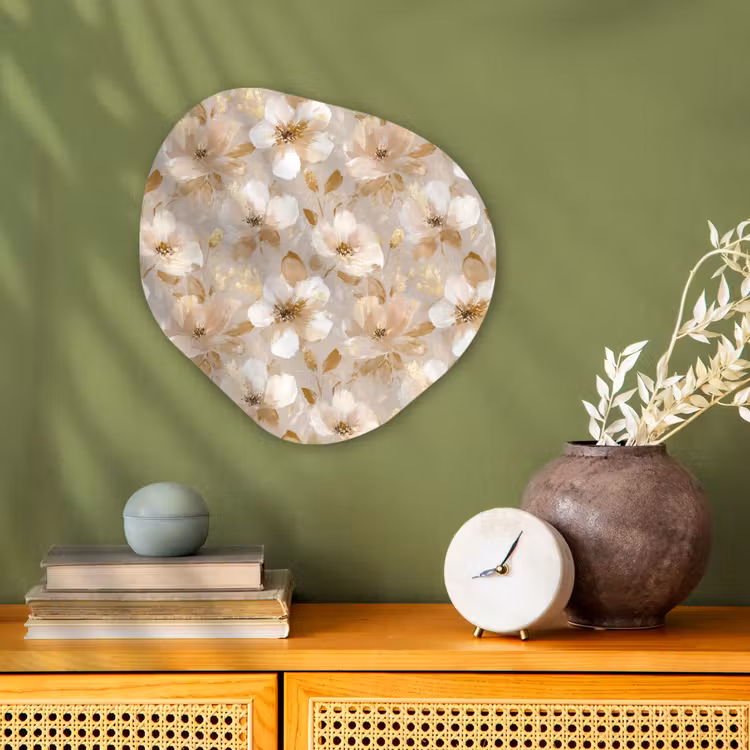 Bloemen - artistiek - Goud Wandcirkel Organisch Forex 3mm klein 629 -sfeer2