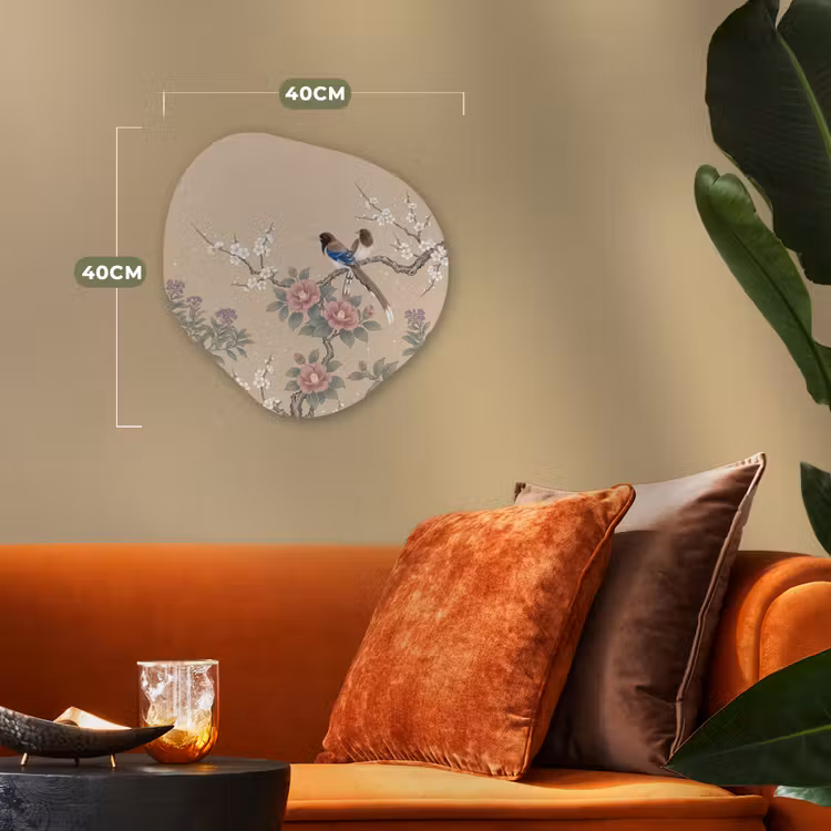 Bloemen - Vogels - Bloemen Wandcirkel Organisch Forex 3mm klein -sfeer3