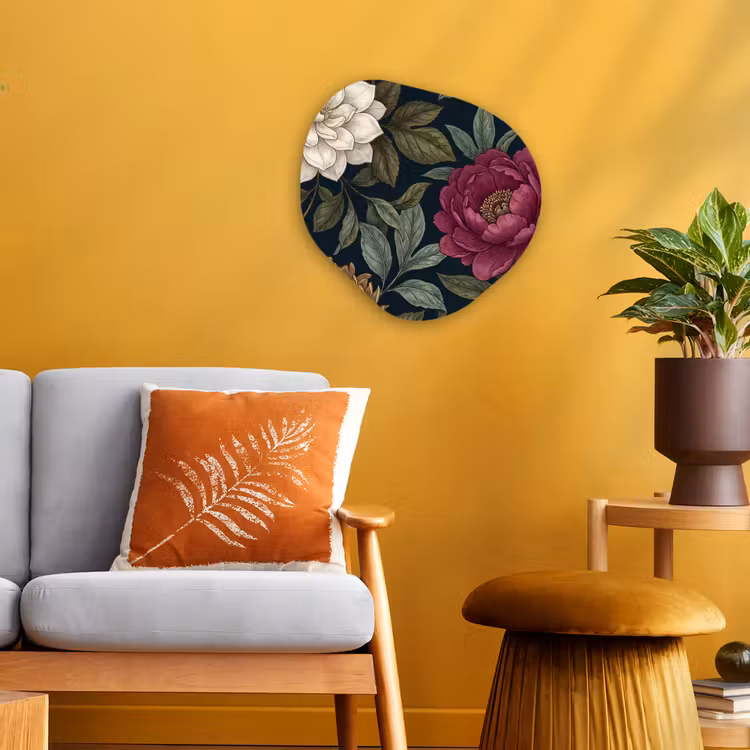Bloemen - Botanisch - Illustratie - Donker - Vintage Wandcirkel Organisch Forex 3mm klein -sfeer4