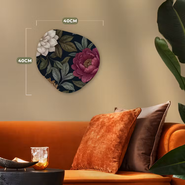 Bloemen - Botanisch - Illustratie - Donker - Vintage Wandcirkel Organisch Forex 3mm klein -sfeer3
