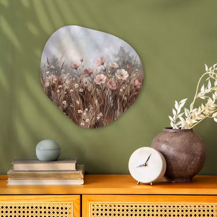 Bloemen - Botanisch - Schilderij - Pastel - Rustiek Wandcirkel Organisch Forex 3mm klein -sfeer2