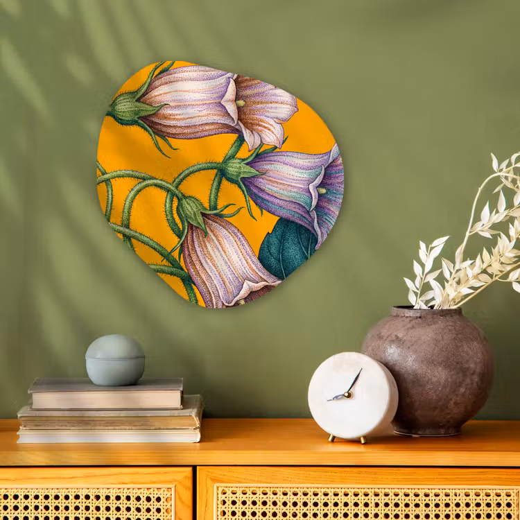 Organic - Forex - Flowers - Botanical - Yellow - Bloemen - Botanisch - Geel Wandcirkel Organisch Forex 3mm klein