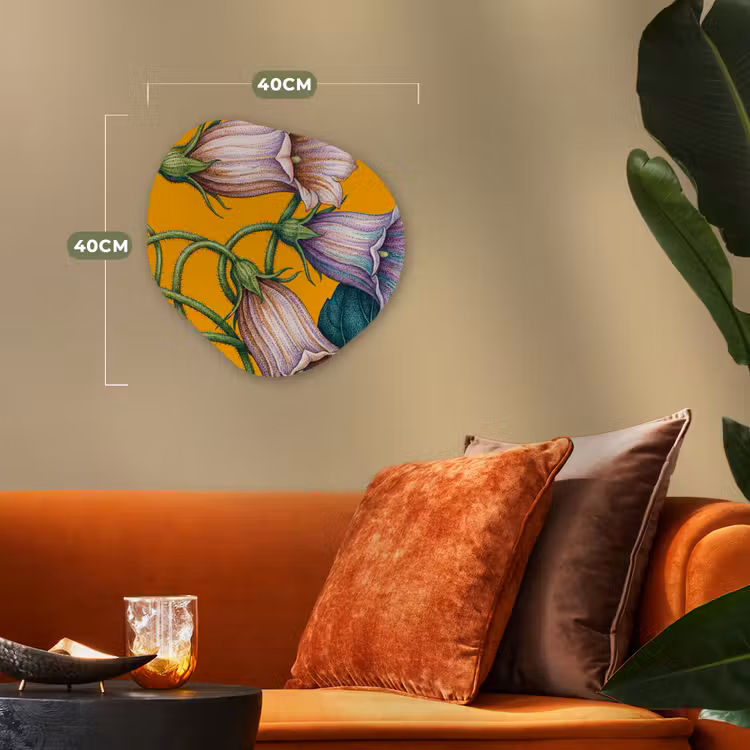 Organic - Forex - Flowers - Botanical - Yellow - Bloemen - Botanisch - Geel Wandcirkel Organisch Forex 3mm klein