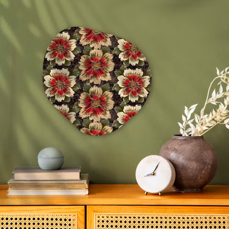 Bloemen - Klassiek - Patroon - Rood Wandcirkel Organisch Forex 3mm klein 629 -sfeer2
