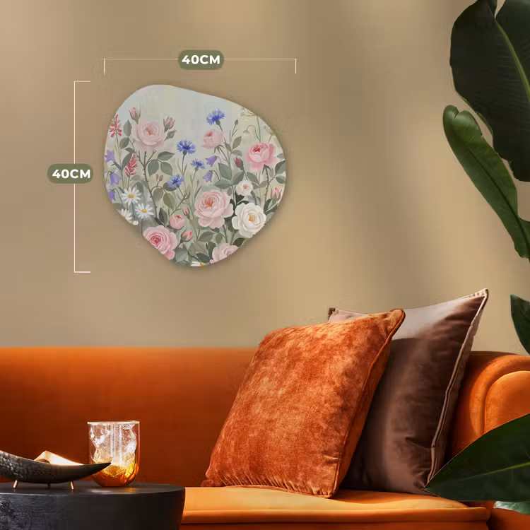 Bloemen - Tuin - Natuur - Kleurrijk Wandcirkel Organisch Forex 3mm klein -sfeer3