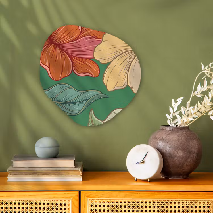 Organic - Forex - Flowers - Greenery - Illustration - Bloemen - Groen - Illustratie Wandcirkel Organisch Forex 3mm klein