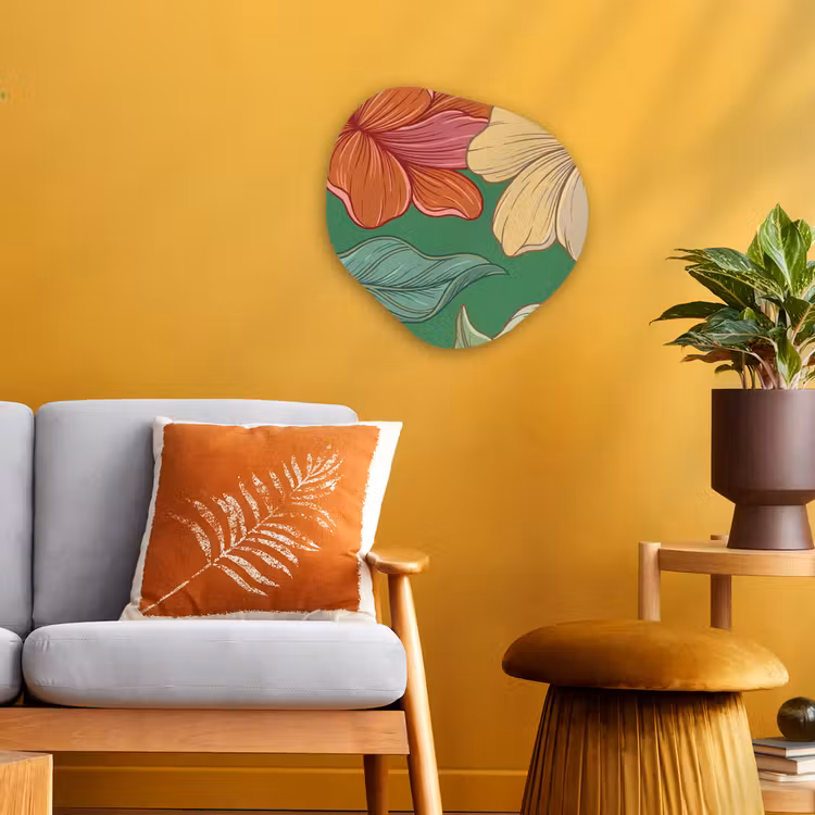 Organic - Forex - Flowers - Greenery - Illustration - Bloemen - Groen - Illustratie Wandcirkel Organisch Forex 3mm klein