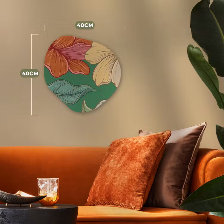 Organic - Forex - Flowers - Greenery - Illustration - Bloemen - Groen - Illustratie Wandcirkel Organisch Forex 3mm klein
