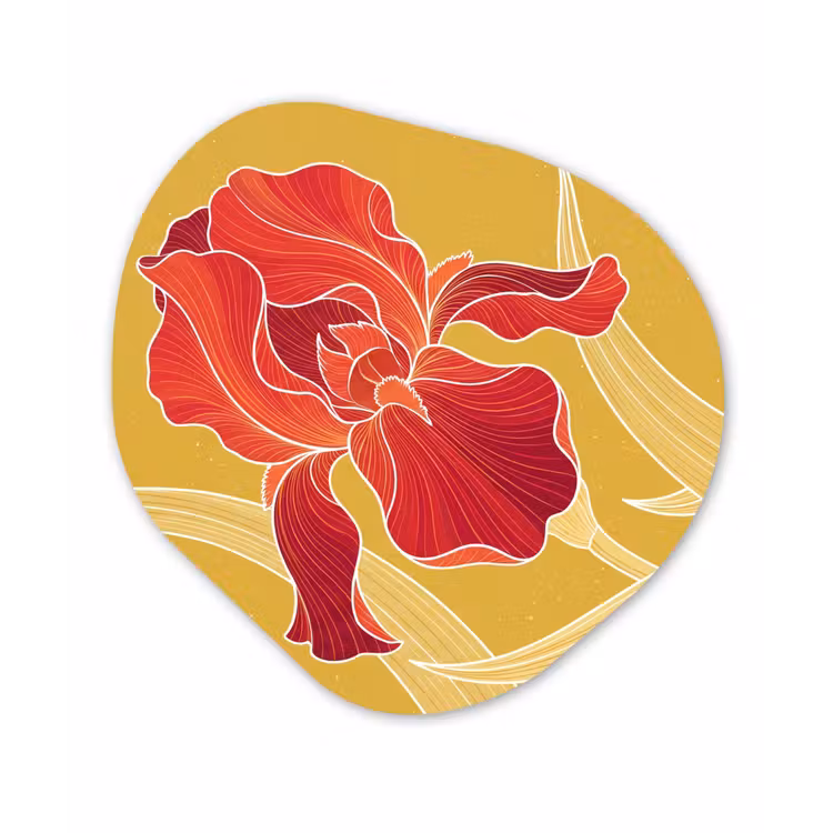 Organic - Forex - Flowers - Illustration - Red - Bloemen - Illustratie - Rood Wandcirkel Organisch Forex 3mm klein
