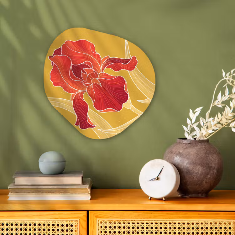 Organic - Forex - Flowers - Illustration - Red - Bloemen - Illustratie - Rood Wandcirkel Organisch Forex 3mm klein