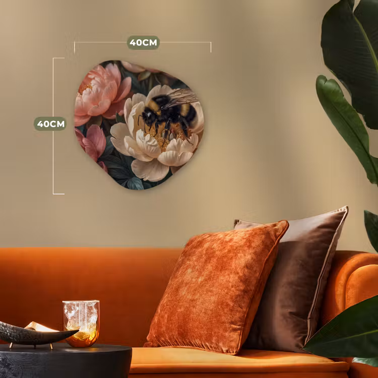 Bloemen - Insect - Natuur - Roze Wandcirkel Organisch Forex 3mm klein -sfeer3