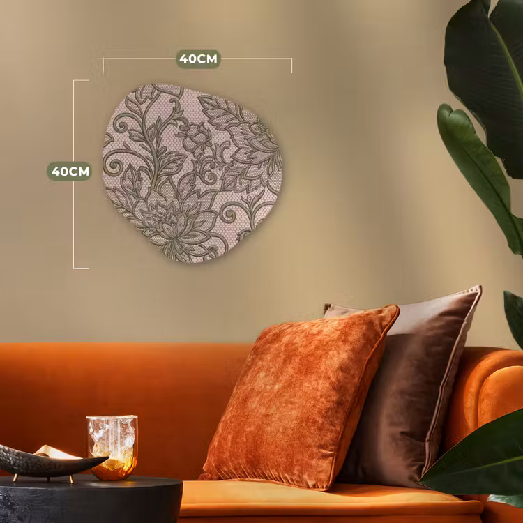 Bloemen - Kant - Patroon - Klassiek - Groen Wandcirkel Organisch Forex 3mm klein -sfeer3