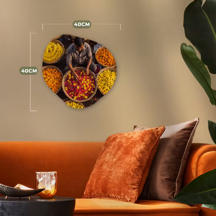 Organic - Forex - Flowers - Market - Colorful - Bloemen - Markt - Kleurrijk Wandcirkel Organisch Forex 3mm klein