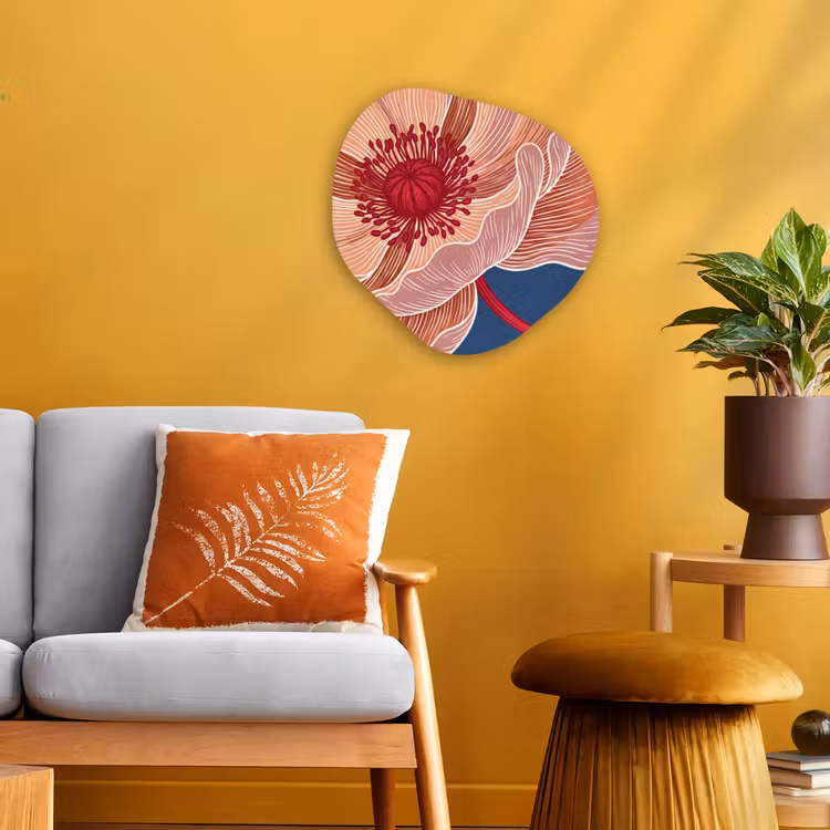 Organic - Forex - Flowers - Modern - Abstract - Bloemen - Modern - Abstract Wandcirkel Organisch Forex 3mm klein