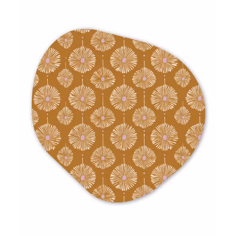 Bloemen - Modern - Oker Wandcirkel Organisch Forex 3mm klein 629 -3d