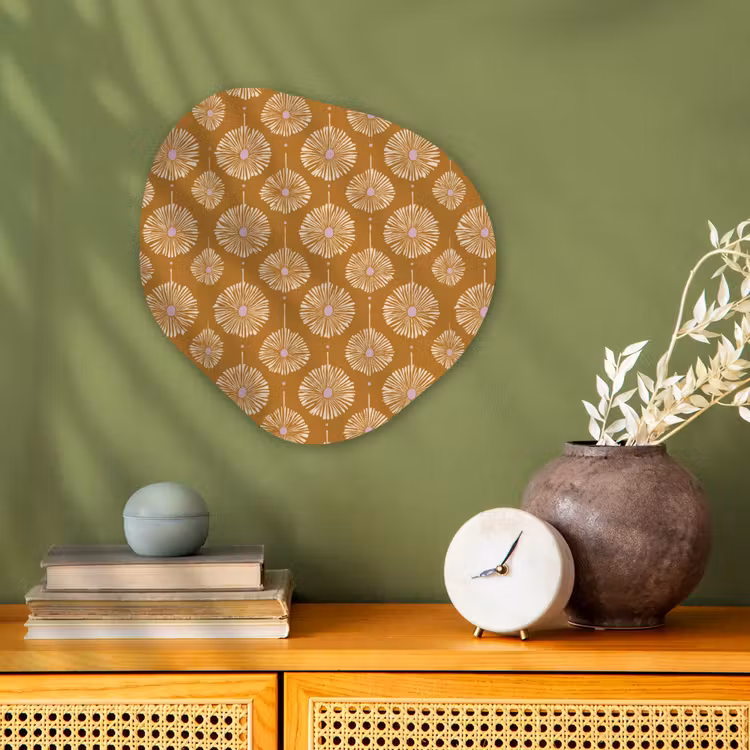 Bloemen - Modern - Oker Wandcirkel Organisch Forex 3mm klein 629 -sfeer2