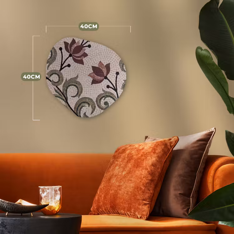 Bloemen - Mozaïek - Patroon - Abstract - Groen Wandcirkel Organisch Forex 3mm klein -sfeer3