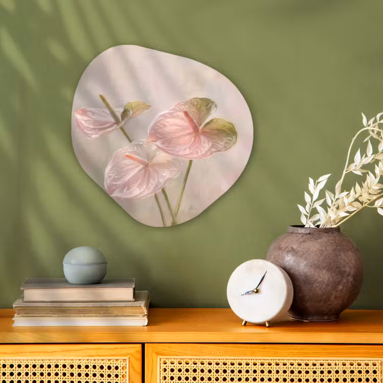 Bloemen - Pastel - Abstract - Natuur - Groen Wandcirkel Organisch Forex 3mm klein -sfeer2