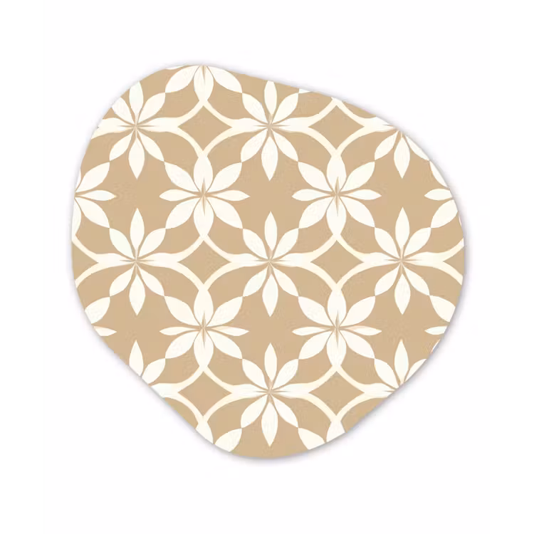 Bloemen - Patroon - Beige Wandcirkel Organisch Forex 3mm klein 629 -3d