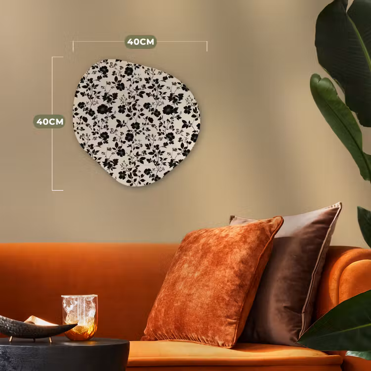 Bloemen - Dessin - Zwart Wandcirkel Organisch Forex 3mm klein 629 -sfeer3