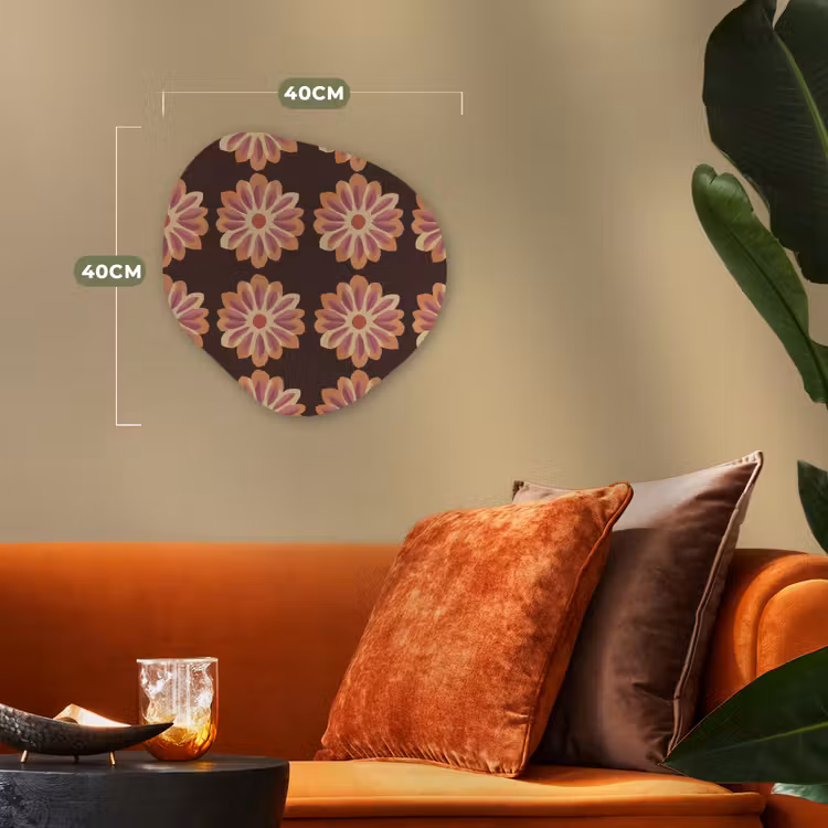 Bloemen - Patroon - Bruin Wandcirkel Organisch Forex 3mm klein 629 -sfeer3