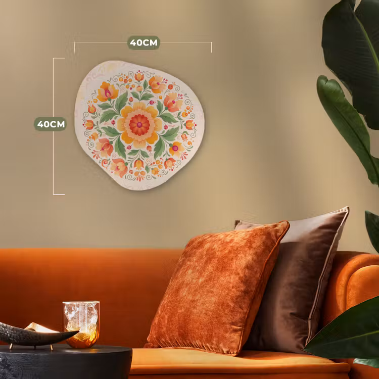 Bloemen - Patroon - Decoratief - Oranje Wandcirkel Organisch Forex 3mm klein -sfeer3