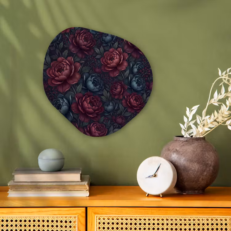 Bloemen - Patroon - Natuur - Klassiek - Donker Wandcirkel Organisch Forex 3mm klein -sfeer2