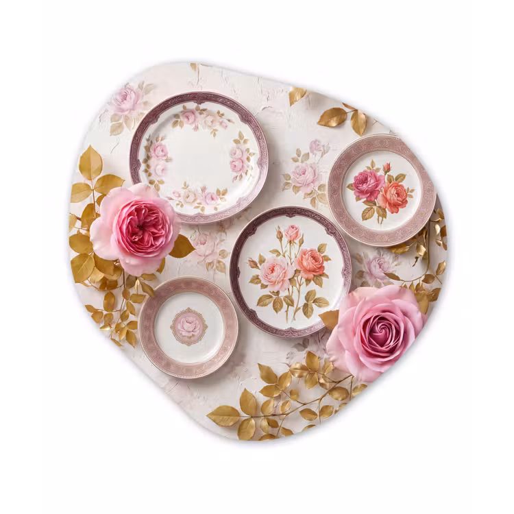 Bloemen - Patroon - Vintage - Roze - Decoratie Wandcirkel Organisch Forex 3mm klein -3d