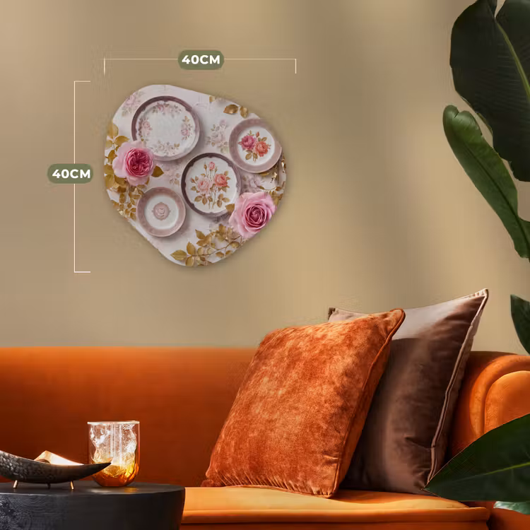 Bloemen - Patroon - Vintage - Roze - Decoratie Wandcirkel Organisch Forex 3mm klein -sfeer3