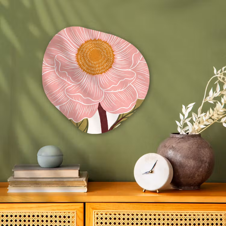 Organic - Forex - Flowers - Pink - Illustration - Bloemen - Roze - Illustratie Wandcirkel Organisch Forex 3mm klein