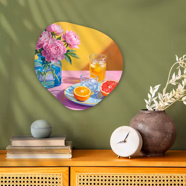 Organic - Forex - Flowers - Pink - Modern - Bloemen - Roze - Modern Wandcirkel Organisch Forex 3mm klein