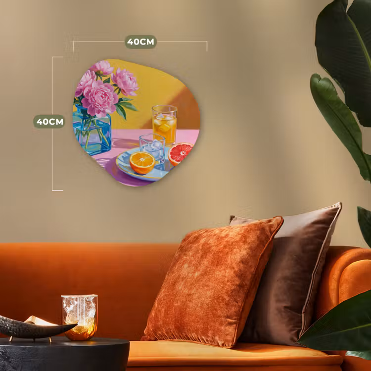 Organic - Forex - Flowers - Pink - Modern - Bloemen - Roze - Modern Wandcirkel Organisch Forex 3mm klein