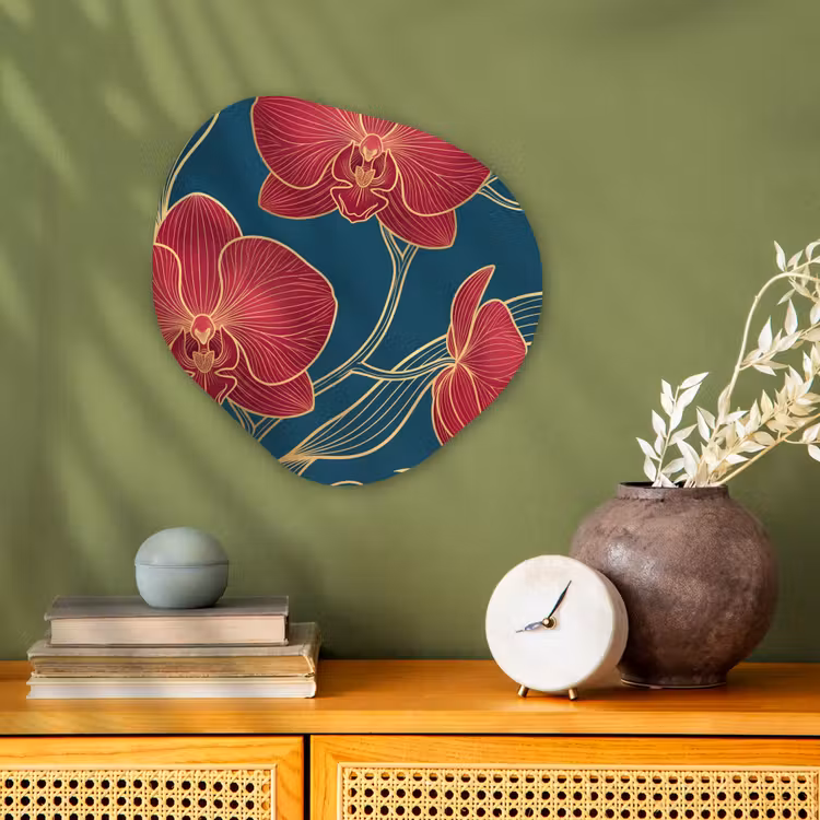 Organic - Forex - Flowers - Red - Gold - Bloemen - Rood - Goud Wandcirkel Organisch Forex 3mm klein