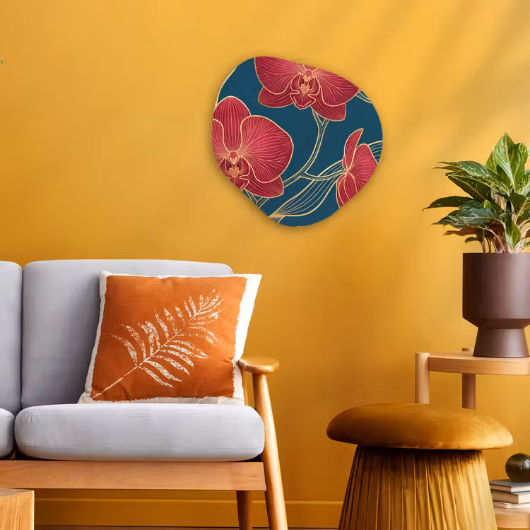 Organic - Forex - Flowers - Red - Gold - Bloemen - Rood - Goud Wandcirkel Organisch Forex 3mm klein