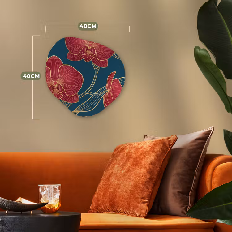 Organic - Forex - Flowers - Red - Gold - Bloemen - Rood - Goud Wandcirkel Organisch Forex 3mm klein