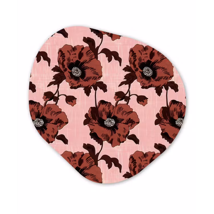 Bloemen - Retro - Rood Wandcirkel Organisch Forex 3mm klein 629 -3d
