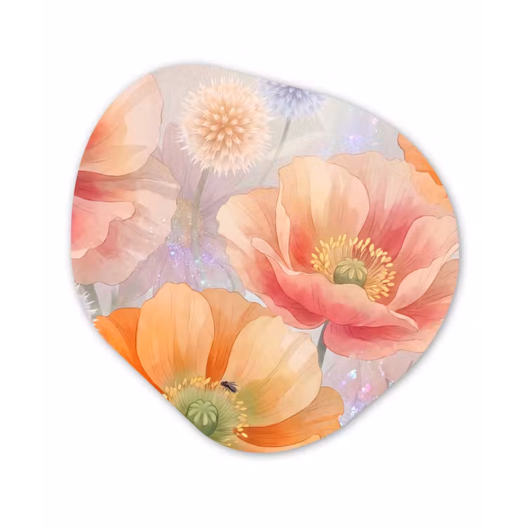 Bloemen - Aquarel - Natuur - Modern - Kleurrijk Wandcirkel Organisch Forex 3mm klein -3d