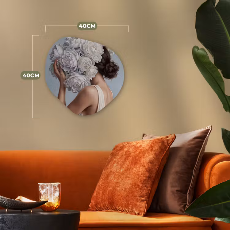 Bloemen - Vrouw - Wit Wandcirkel Organisch Forex 3mm klein -sfeer3