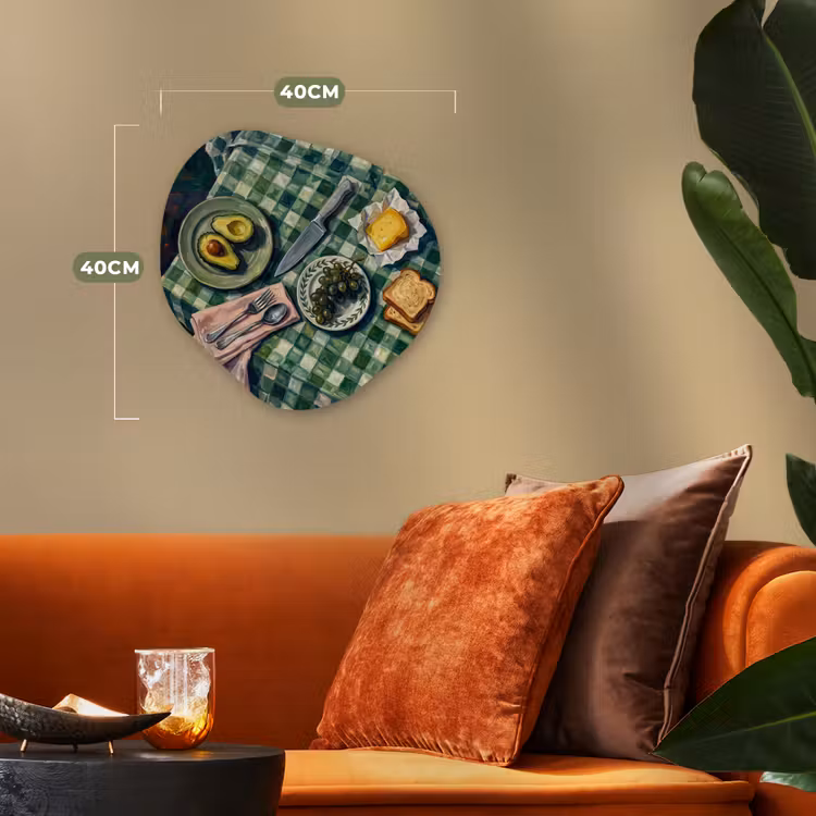 Eten - Ontbijt - Tafel - Modern - Groen Wandcirkel Organisch Forex 3mm klein -sfeer3