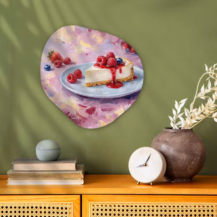 Eten - Cheesecake - Bessen - Abstract - Roze Wandcirkel Organisch Forex 3mm klein -sfeer2