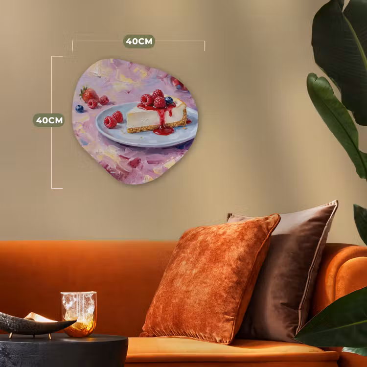 Eten - Cheesecake - Bessen - Abstract - Roze Wandcirkel Organisch Forex 3mm klein -sfeer3
