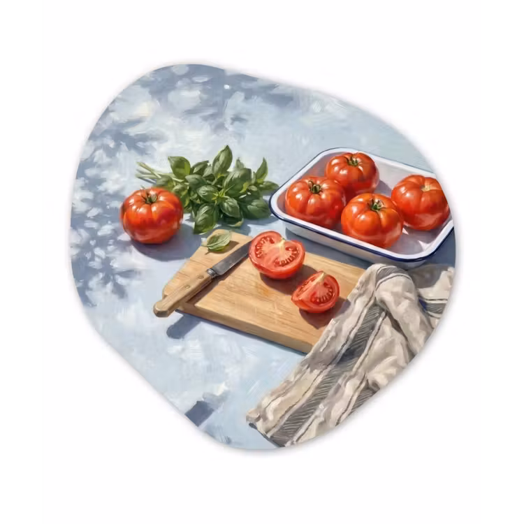 Eten - Keuken - Ingrediënten - Stillleven - Rood Wandcirkel Organisch Forex 3mm klein -3d