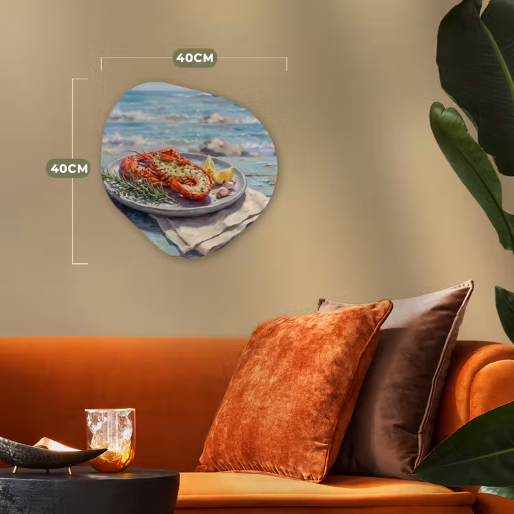 Eten - Zee - Kust - Modern - Blauw Wandcirkel Organisch Forex 3mm klein -sfeer3